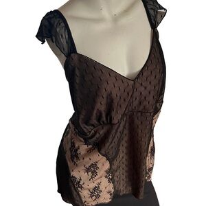 MXM Black Mesh & Lace Overlay Sleeveless Blouse - Size 2X
